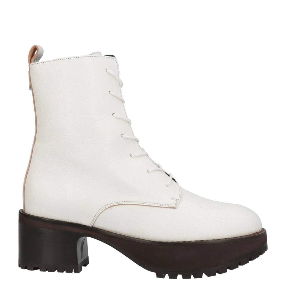 By Far White Leather Platform Boots